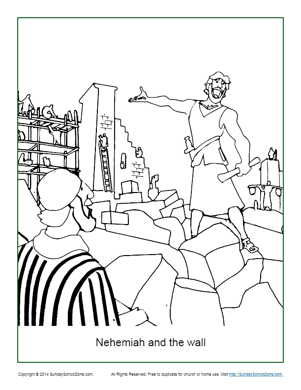 Nehemiah and the wall coloring page