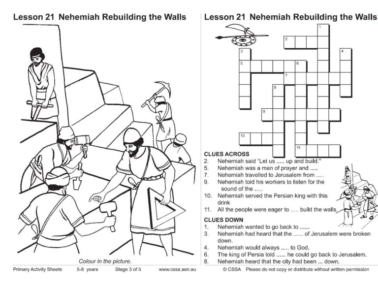 Nehemiah builds the walls of jerusalem cssa primary stage lesson â magnify him together