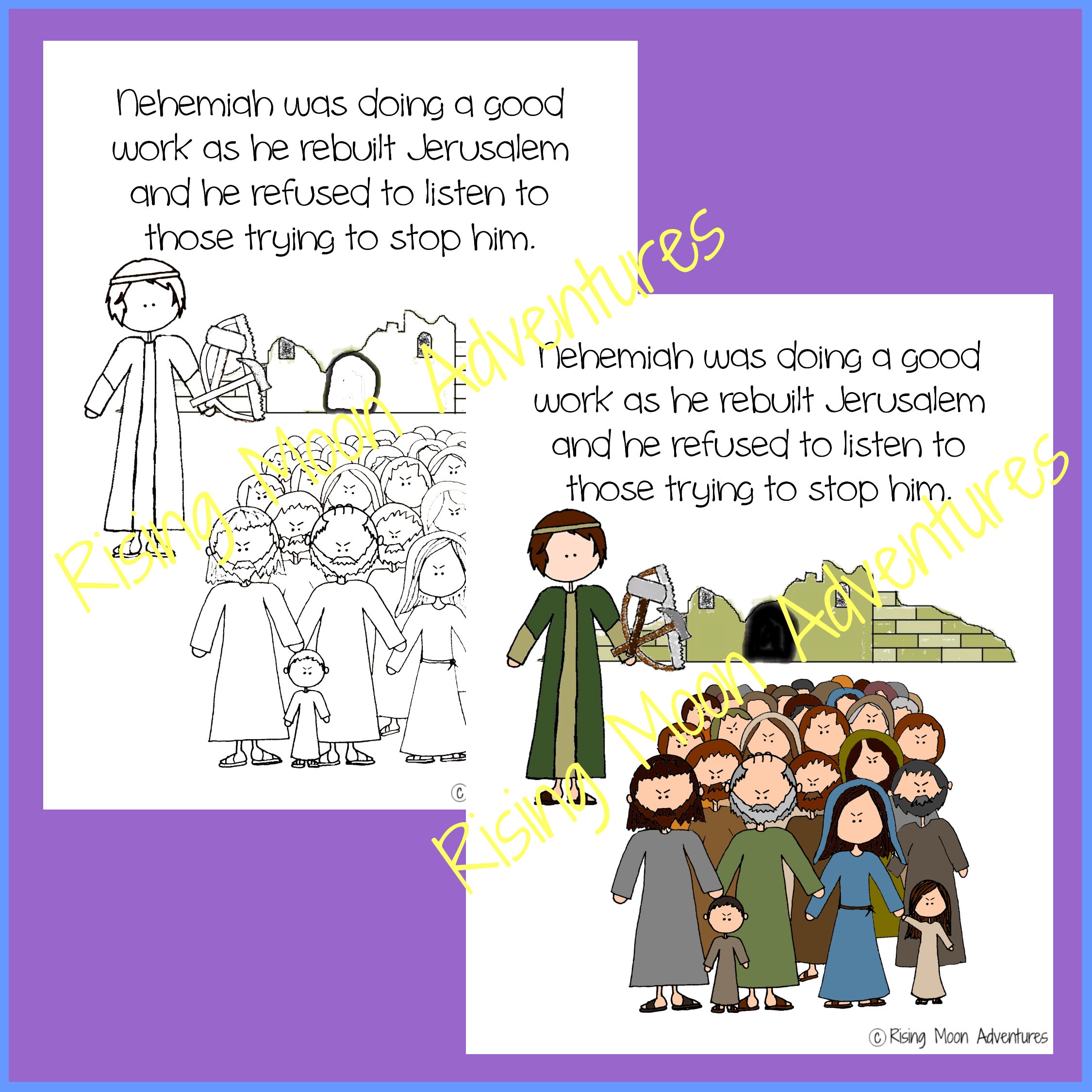 Nehemiah coloring page and colored display page download