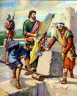 Nehemiah rebuilds the walls of jerusalem