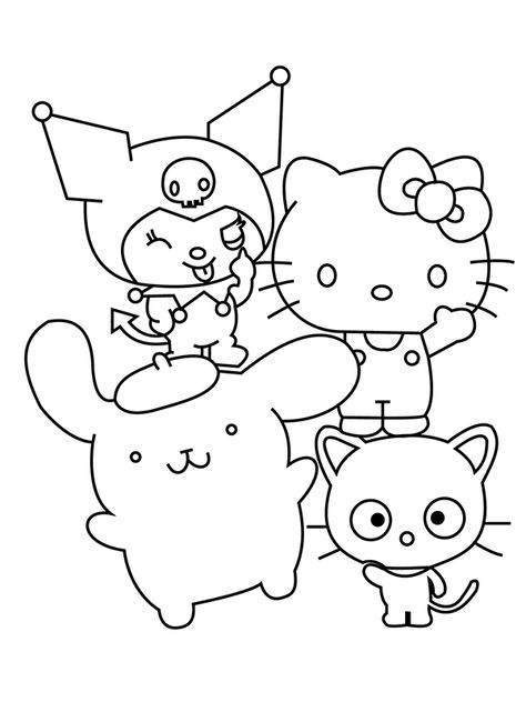 Fun and creative hello kitty friends coloring pages