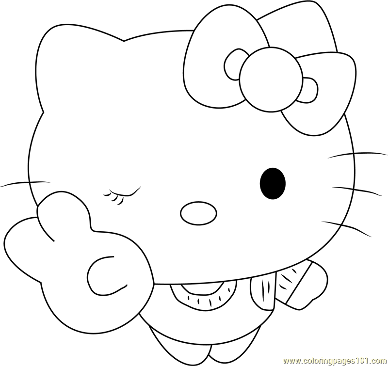 Hello kitty the cat coloring page for kids