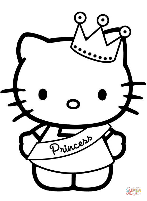 Hello kitty princess coloring page free printable coloring pages