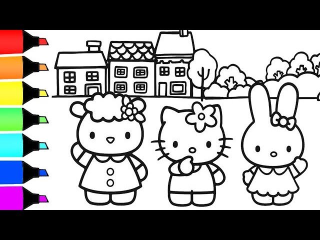 Hello kitty and friends coloring book pages i fun colouring for kids