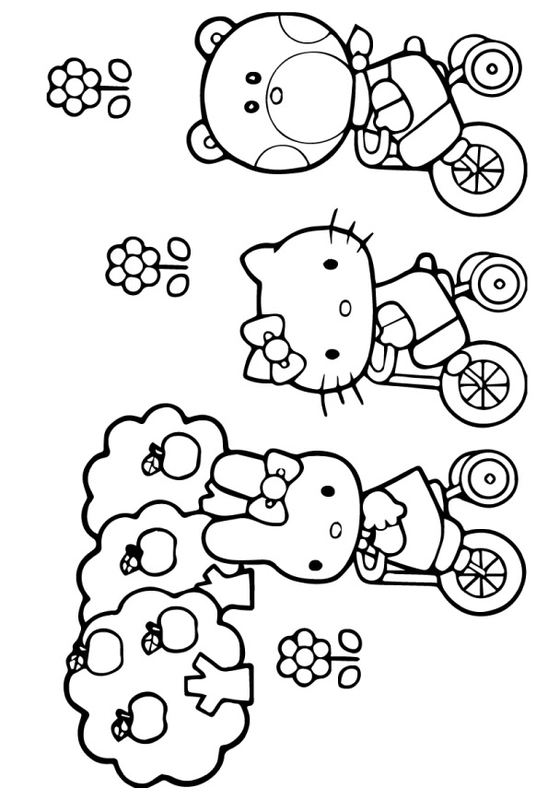 Ðï hello kitty cycling with friends