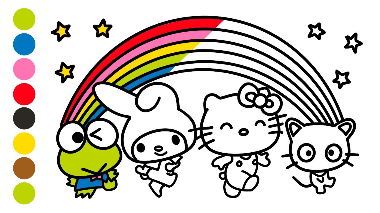 How to draw hello kitty and friends ð drawing coloring the adventures of hello kitty friends
