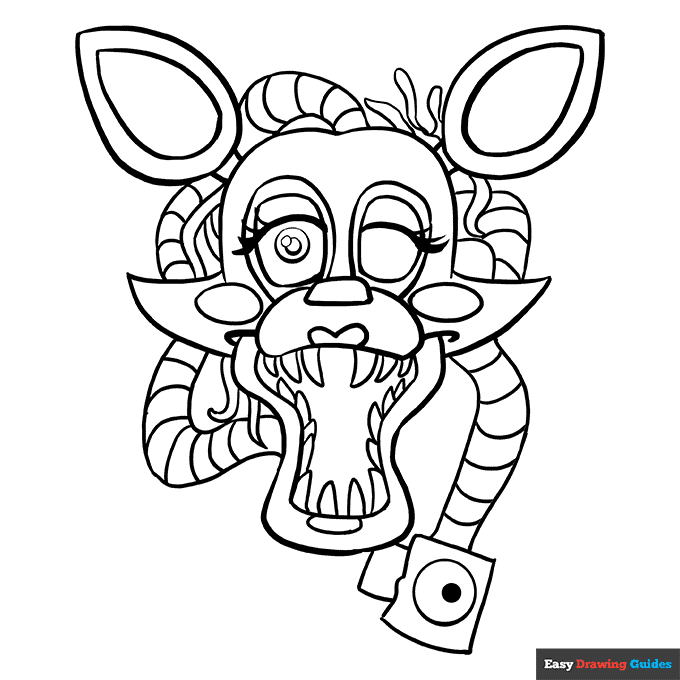 Mangle from five nights at freddys coloring page easy drawing guides