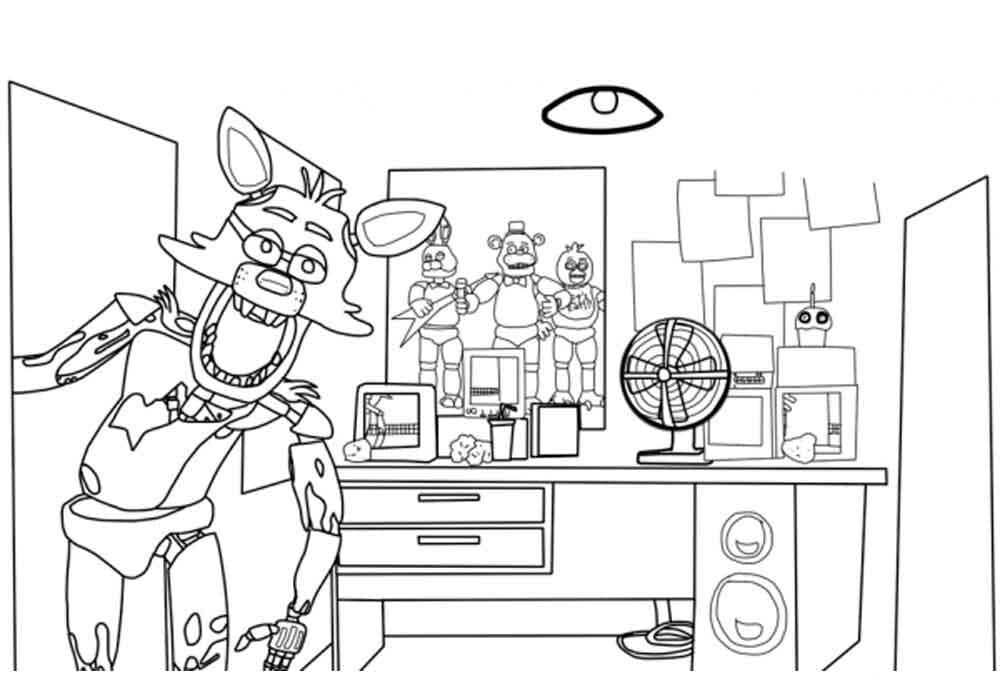 Withered foxy coloring page