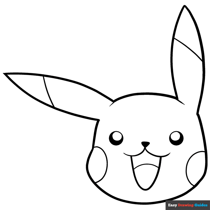 Easy pikachu face coloring page easy drawing guides