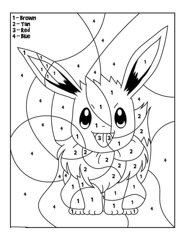 Pikachu color by numbers coloring page