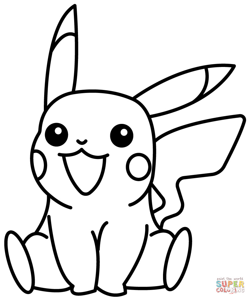 Chibi pikachu coloring page free printable coloring pages