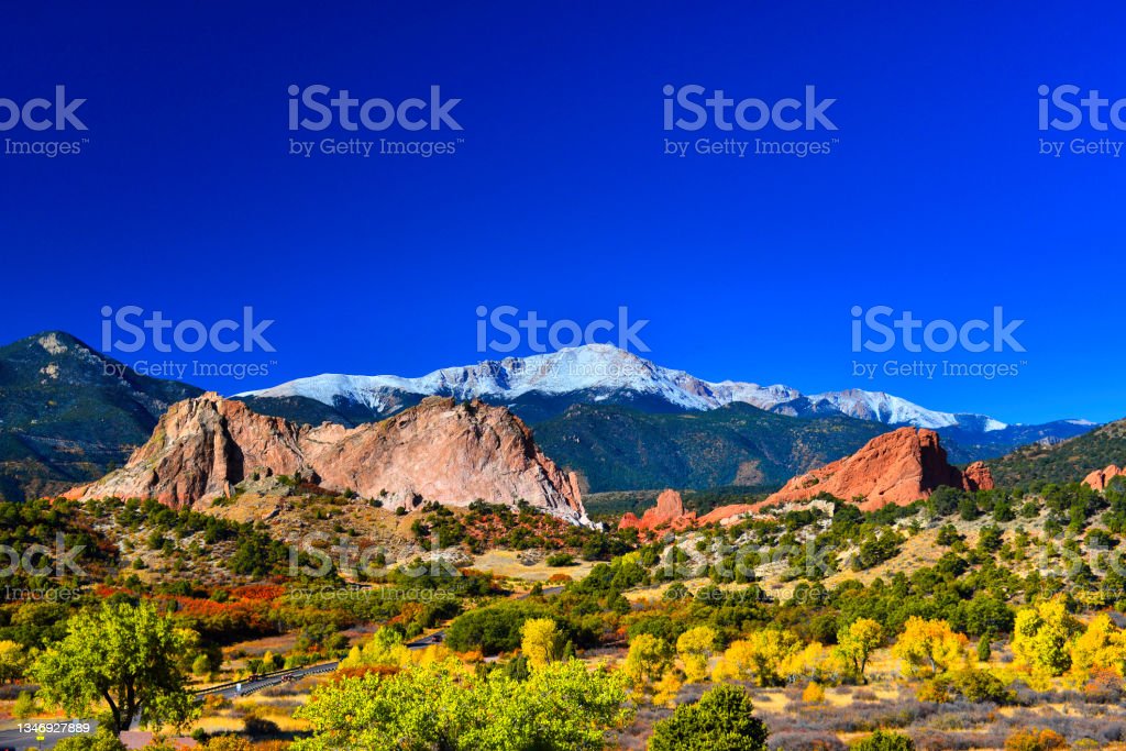 Colorful garden of the gods stock photo