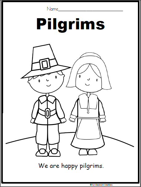 Pilgrim coloring page for kindergarten made by teachers