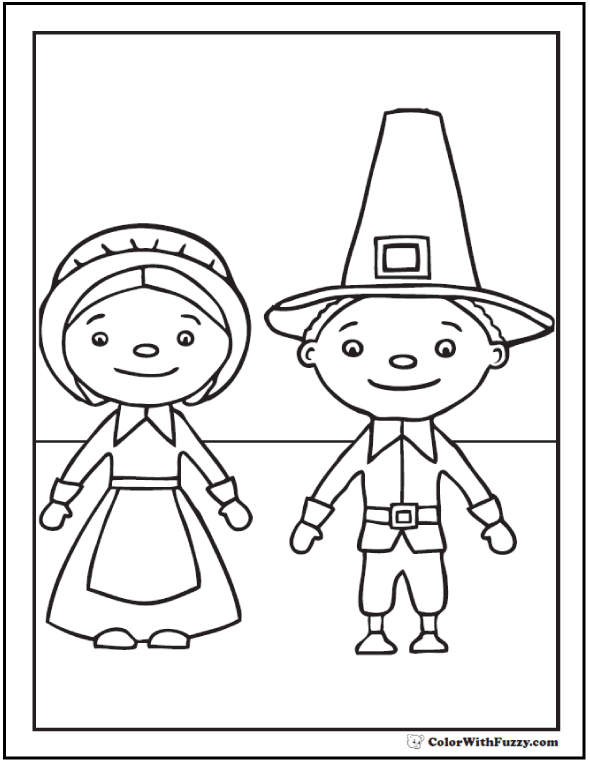 Coloring pages of pilgrims