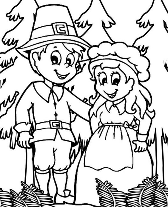Free easy to print pilgrim coloring pages