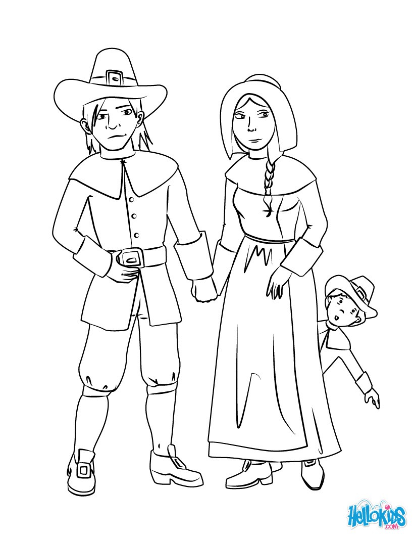 Pilgrim family coloring pages