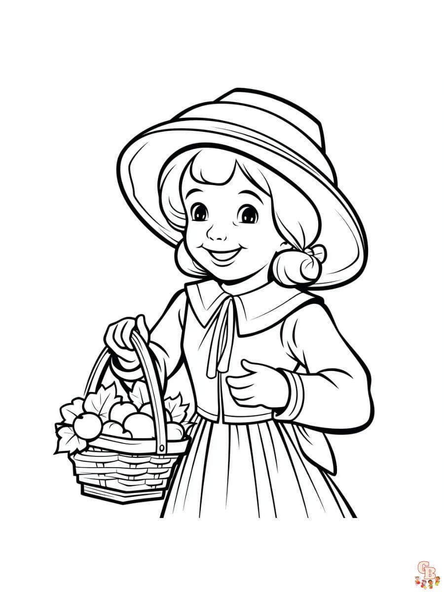 Printable pilgrim coloring pages free for kids and adults