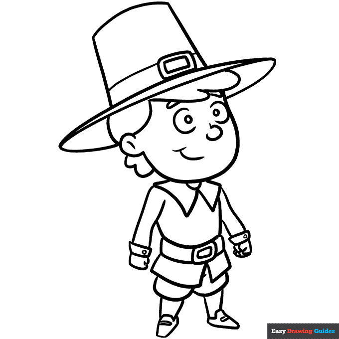 Pilgrim coloring page easy drawing guides