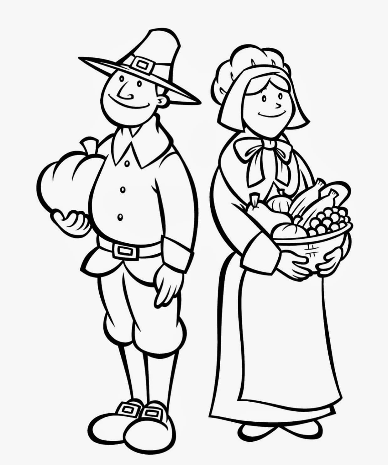 Download a couple of pilgrims in traditional clothing