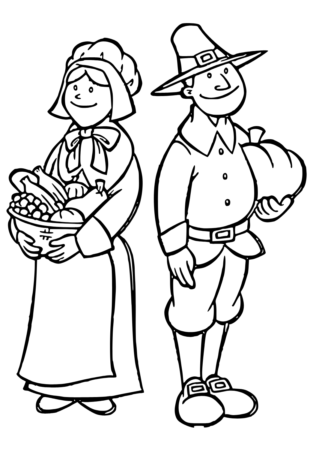 Free printable pilgrim gifts coloring page for adults and kids