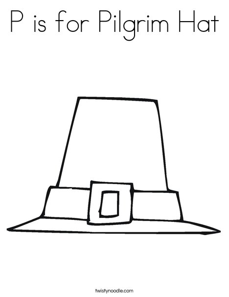 P is for pilgrim hat coloring page