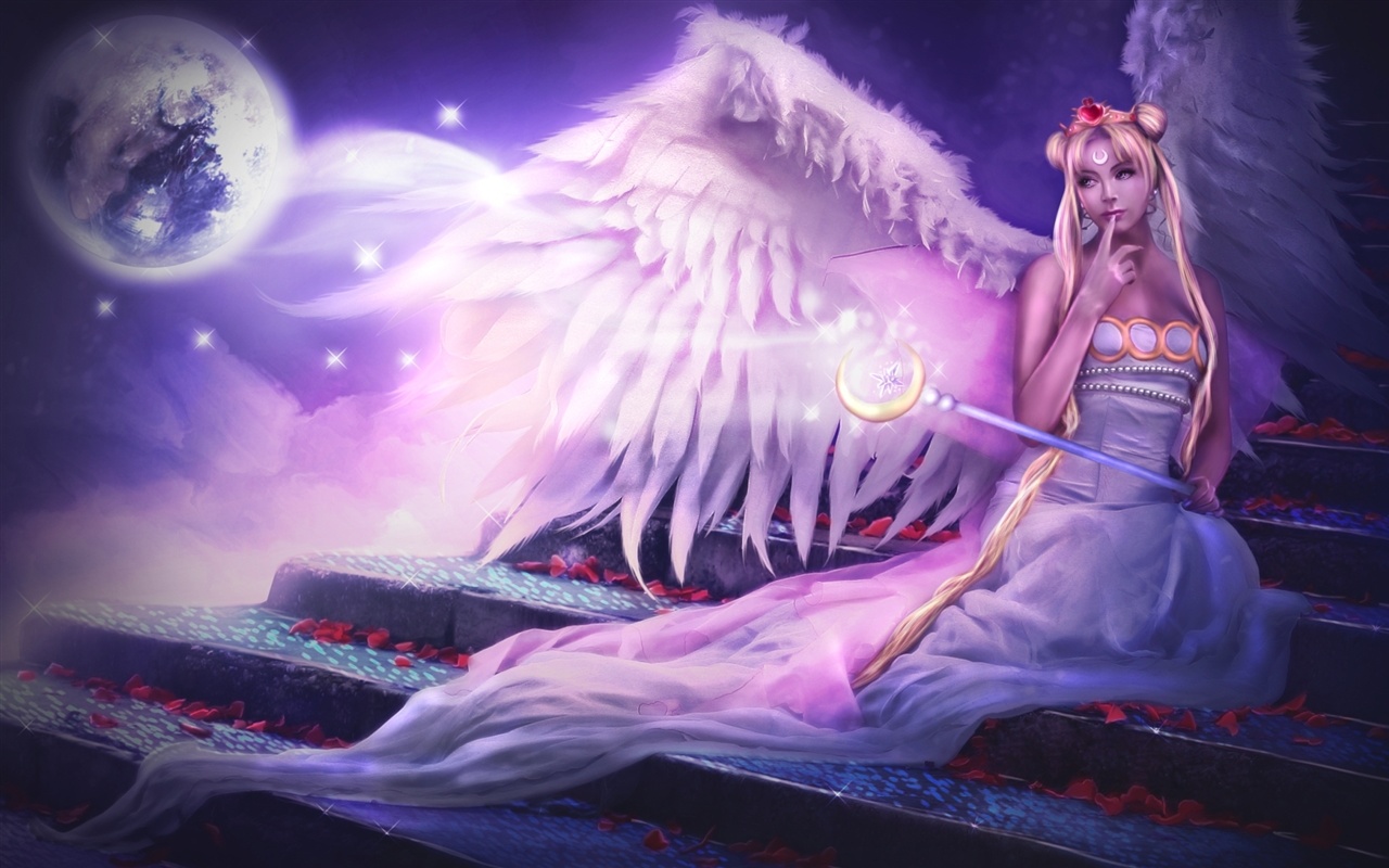 Wallpaper angel girl purple style x hd picture image