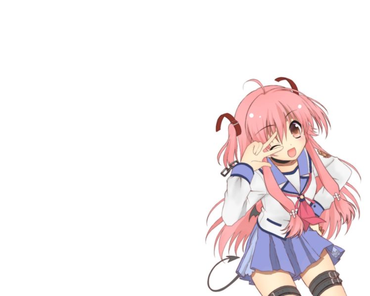 Angel beats school uniforms pink hair anime simple background anime girls white background yui angel beats wallpapers hd desktop and mobile backgrounds