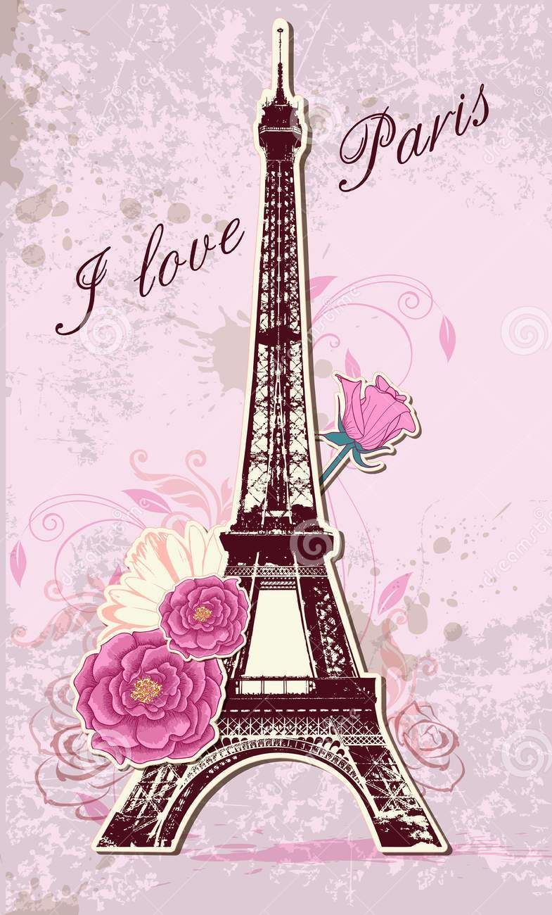 Pink i love paris wallpaper arte de parãs ilustraciãn de parãs tema de paris
