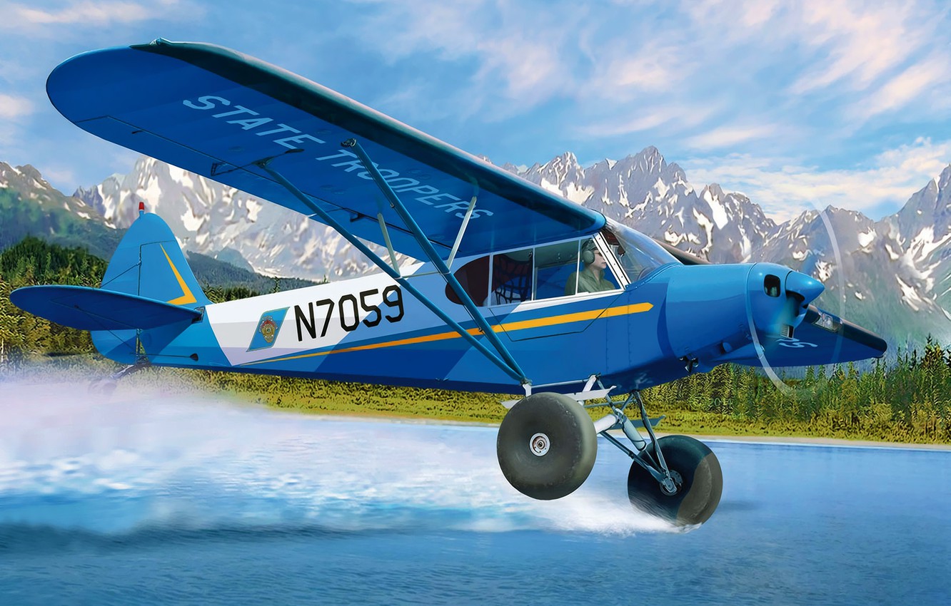 Wallpaper art airplane painting aviation piper pa
