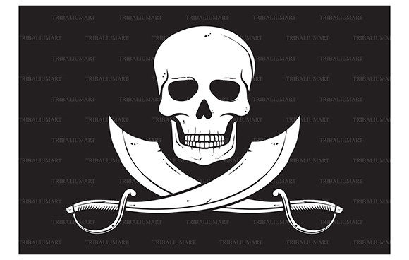 Pirate flag skull and crossed sabers grafik von tribaliumart