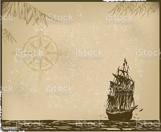 Pirate ship background with pass stock illustration