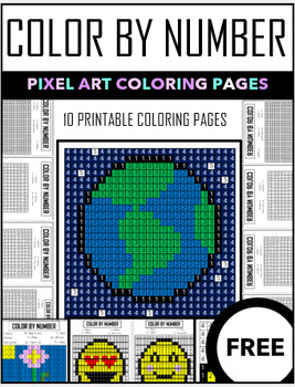 Color by number coloring pages pixel art by accrue knowledge tpt