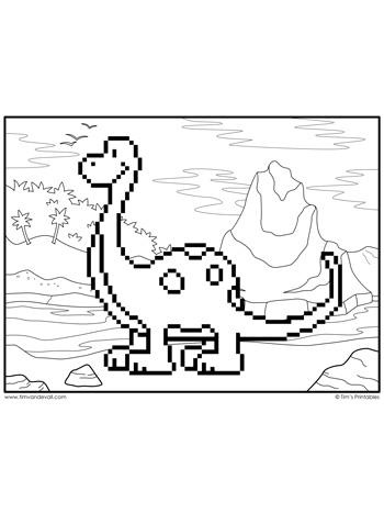 Pixel art coloring page â brachiosaurus â tims printables