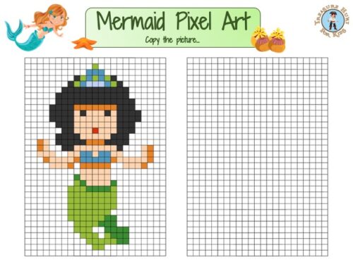 Mermaid pixel art grid