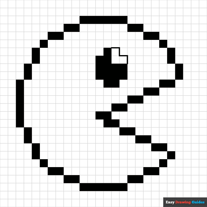 Pacman pixel art coloring page easy drawing guides