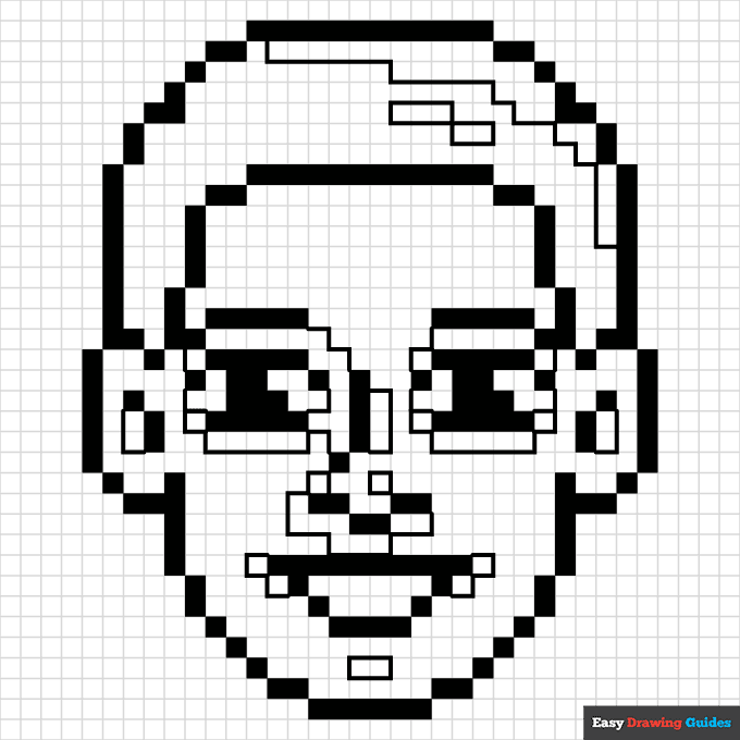 Face pixel art coloring page easy drawing guides