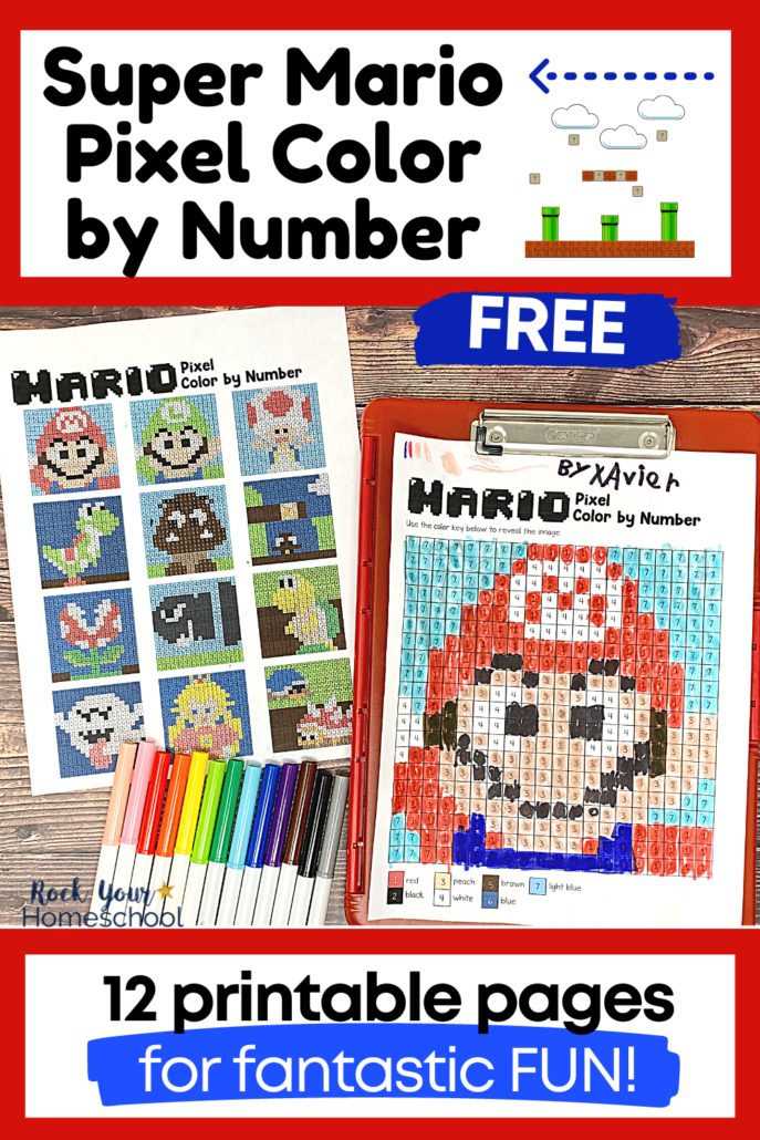 Super mario pixel coloring pages for extra special fun free