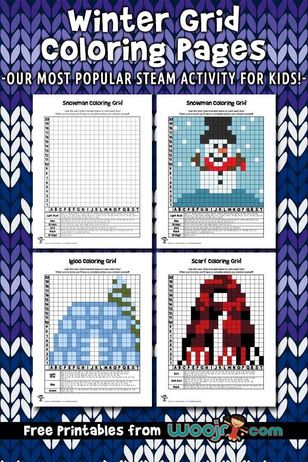 Winter grid coloring pages woo jr kids activities childrens publishing