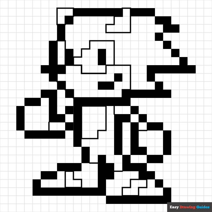 Sonic the hedgehog pixel art coloring page easy drawing guides