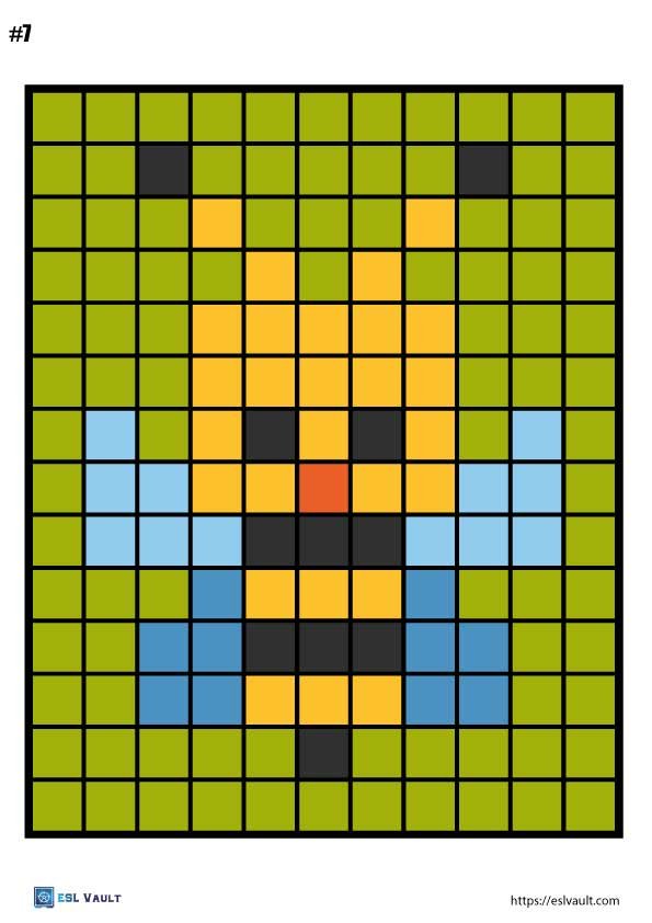 Free pixel art color by number pages pdf