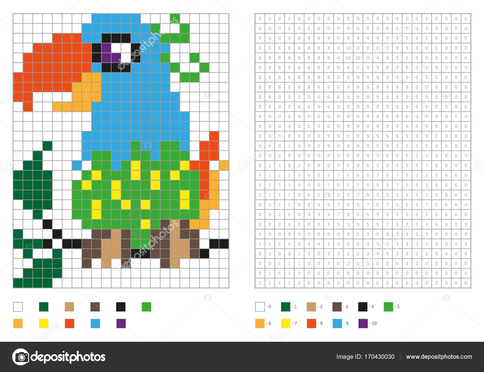 Kids coloring page pixel coloring with fun bird stock vector by aglia
