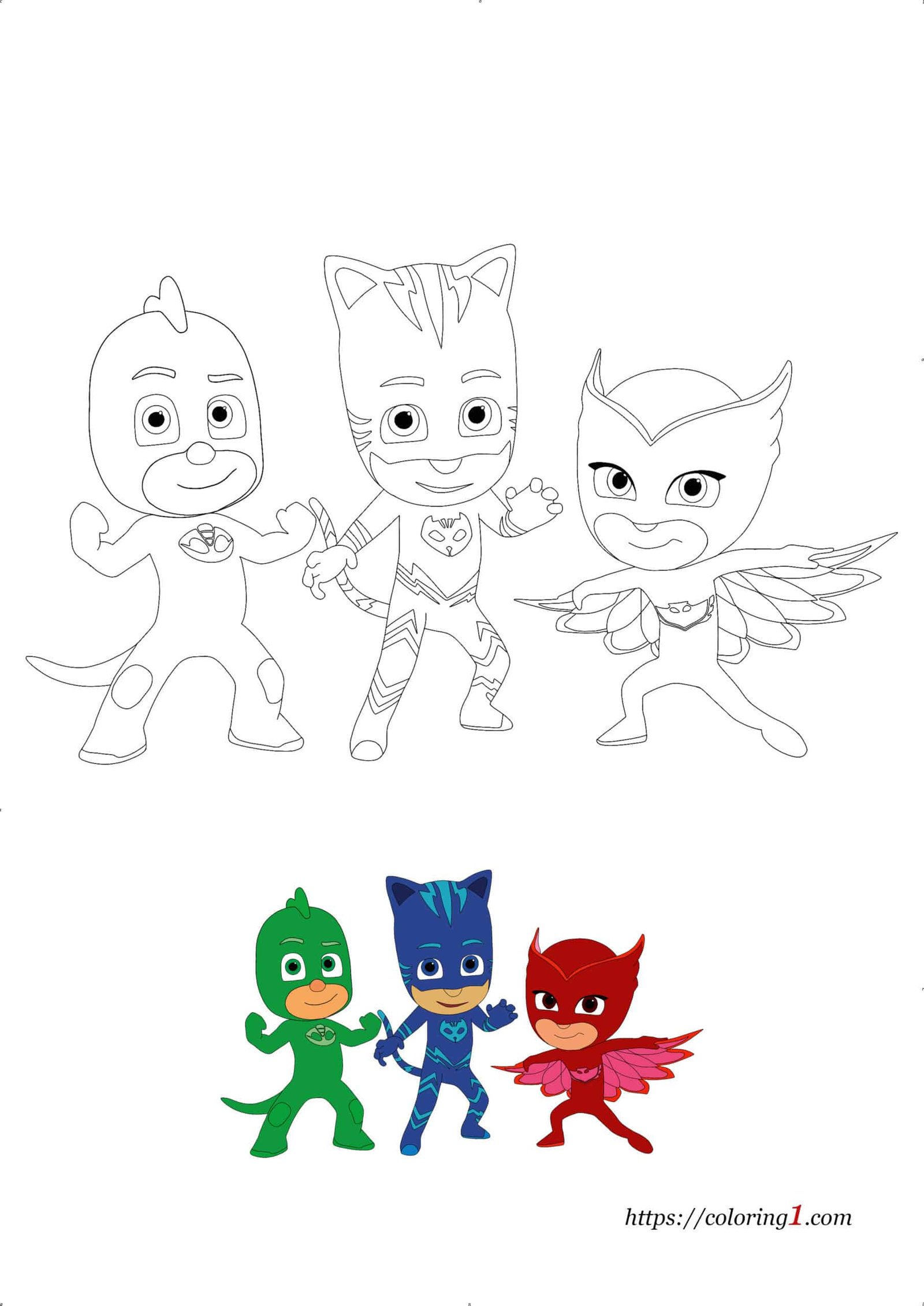 Pj masks characters coloring pages