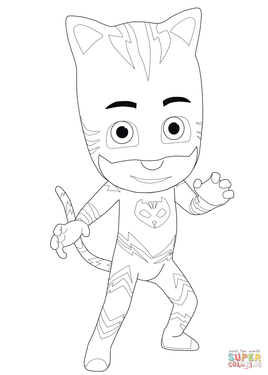 Catboy from pj masks coloring page free printable coloring pages