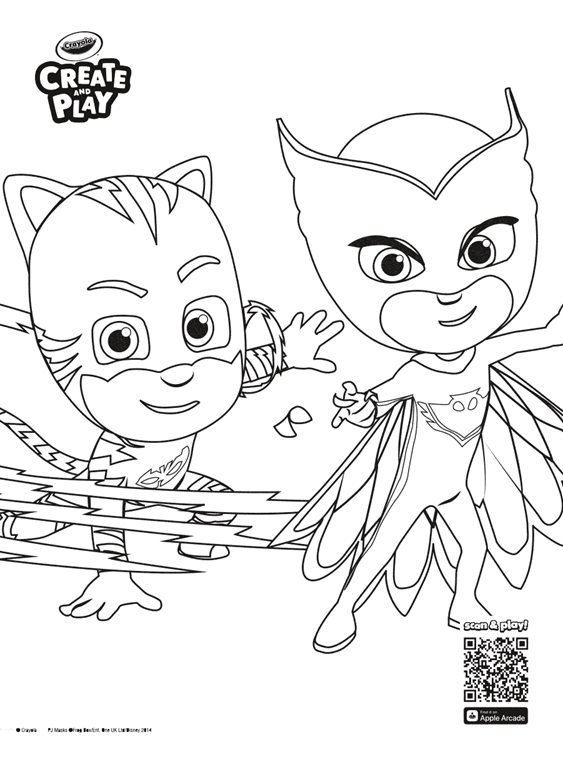 Create and play pj masks adventures coloring page