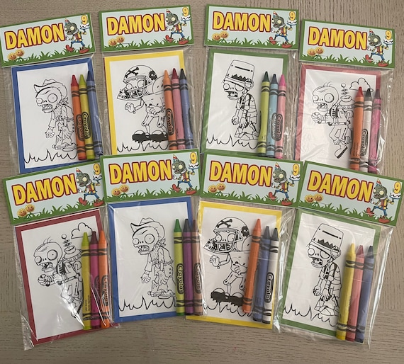 Plants vs zombies party favor coloring kit personalized coloring pages and crayons custom party gift plants vs zombies party ideas