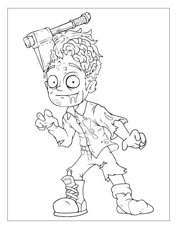 Set of printable zombie coloring pages for children instant download