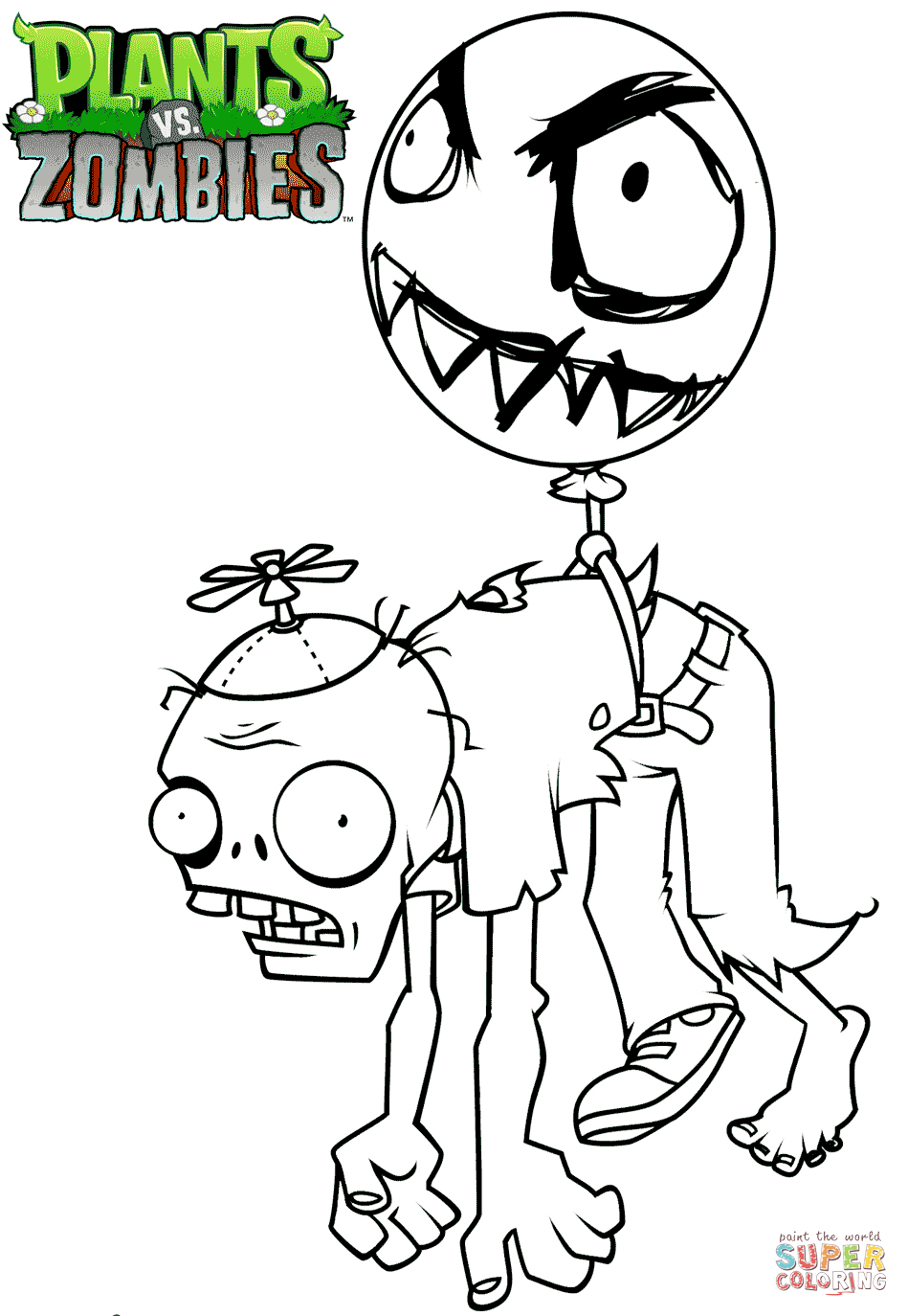 Plants vs zombies balloon zombie coloring page free printable coloring pages