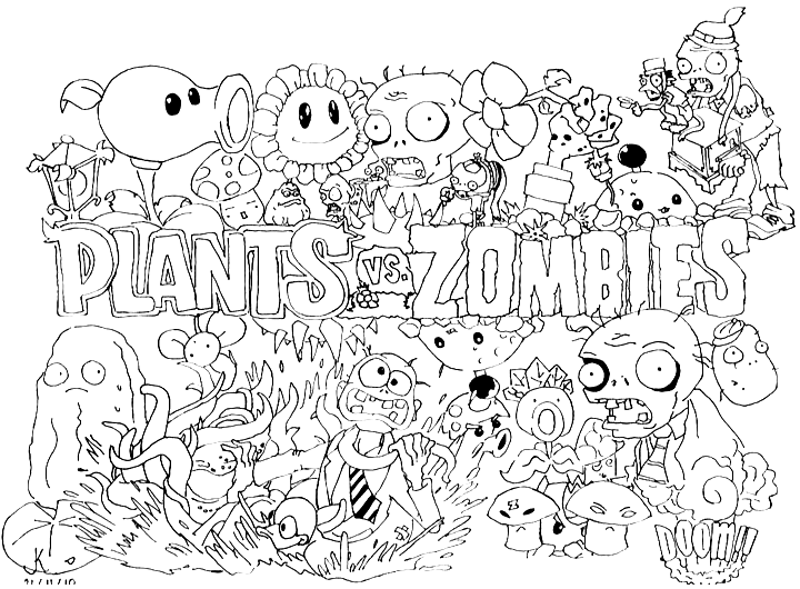 Free printable plants vs zombies coloring pages