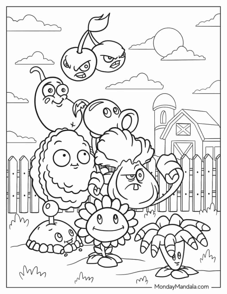 Plant vs zombies coloring pages free pdf printables