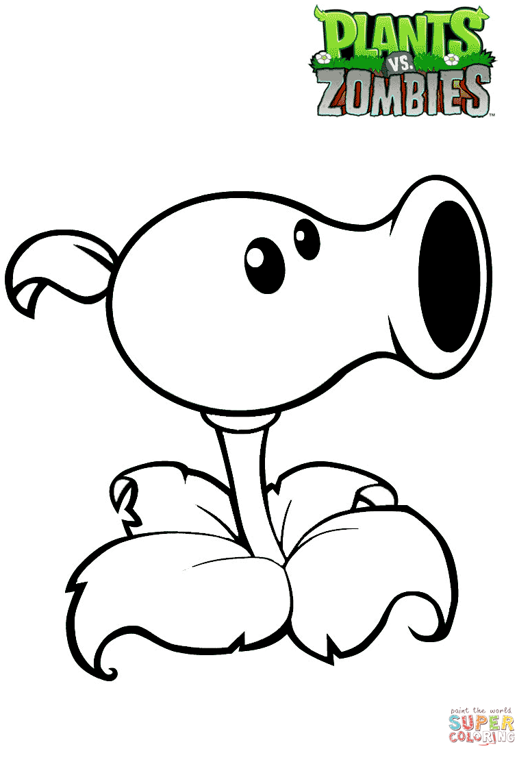 Plants vs zombies pea shooter coloring page free printable coloring pages
